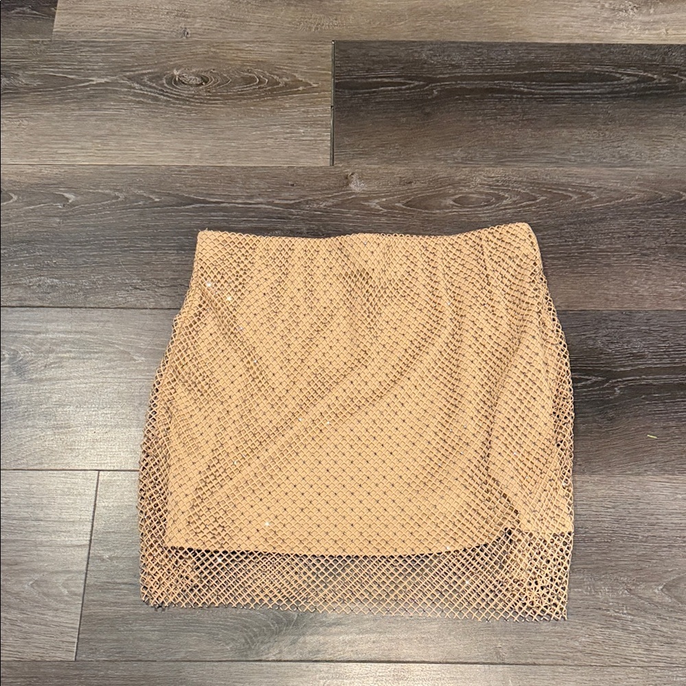 Sincerely Jules Tan and Sparkle Gem Mini Skirt Medium NWOT